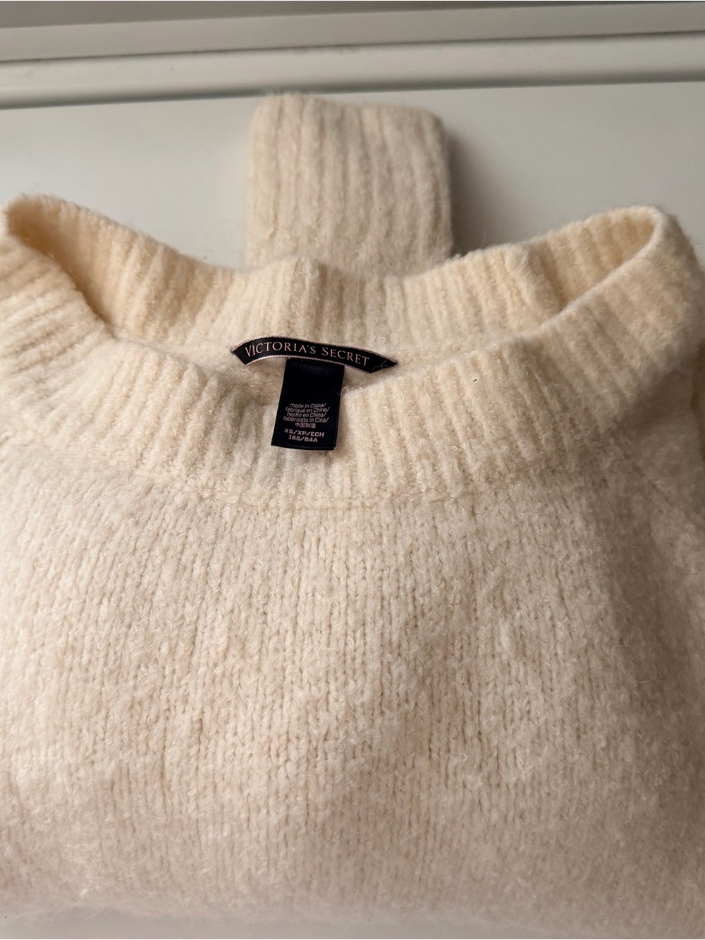 Victoria's Secret Cream Ribbed Crewneck Sweater